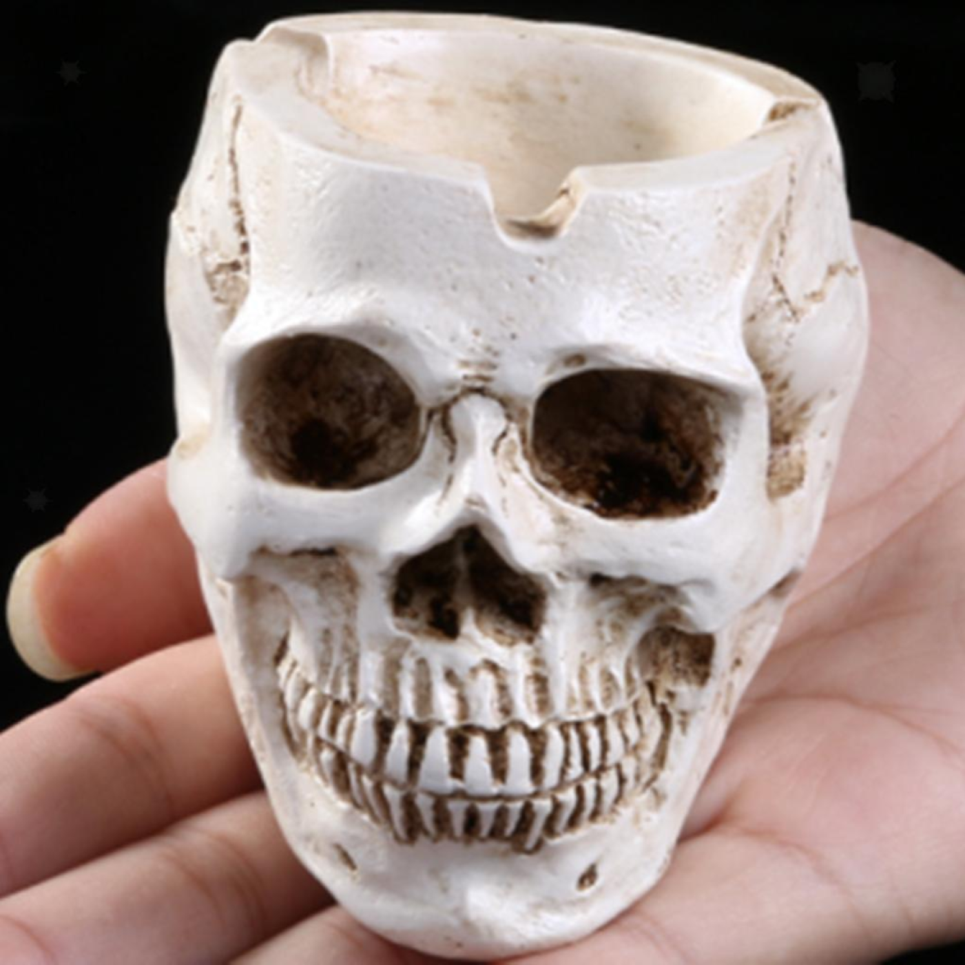 Human Skull Head Resin Ashtray